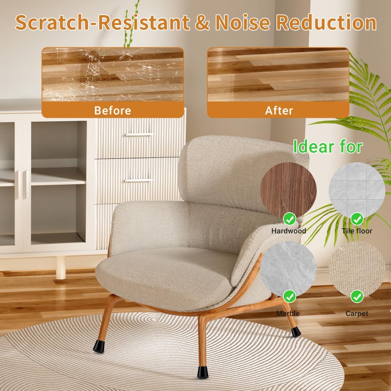 Meldel 24 PCS Silicone Chair Leg Floor Protectors Medium Fit (0.95""-1.1"") Rubber Felt Furniture Pads Chair Legs Caps/Covers for Hardwood Floors  Tile from Scratches & Reduce Noise - Round  Black - Image 3